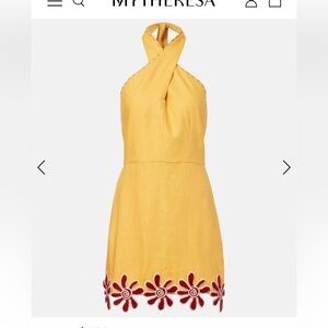 Cala De La Cruz Veneta floral appliqué linen mini dress